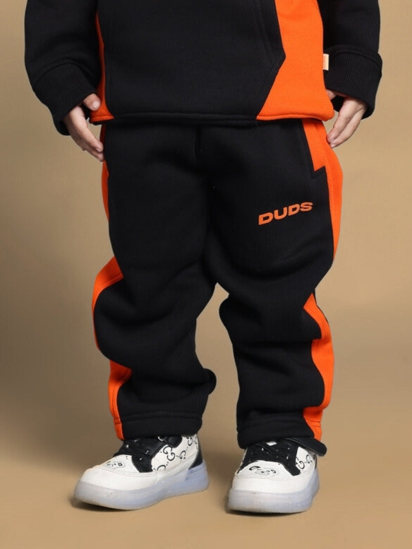 COOL TEDDY FLEECE PANT FOR BOYS & GIRLS (BLACK-ORANGE)