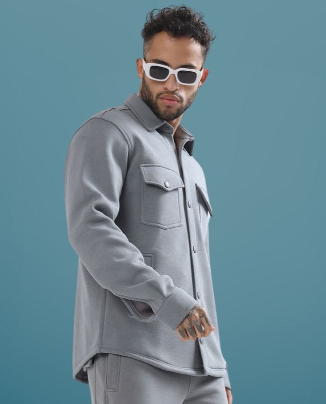 Grey Relaxed Fit Overshirt - Wearduds