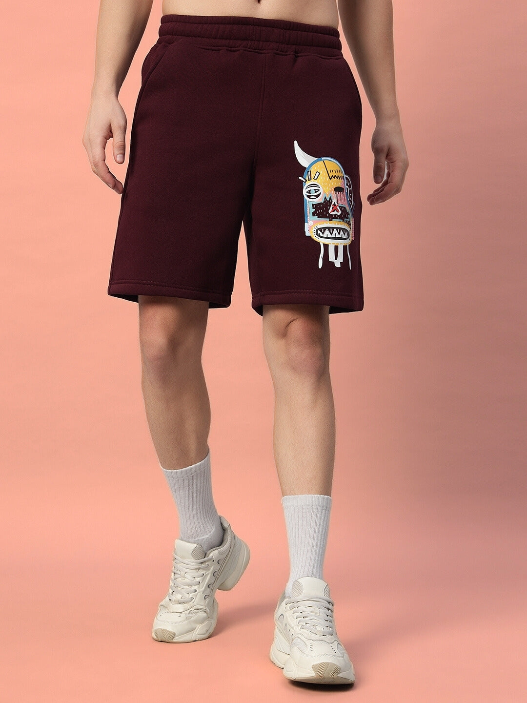 Jumbled Fleece Shorts (Wine)