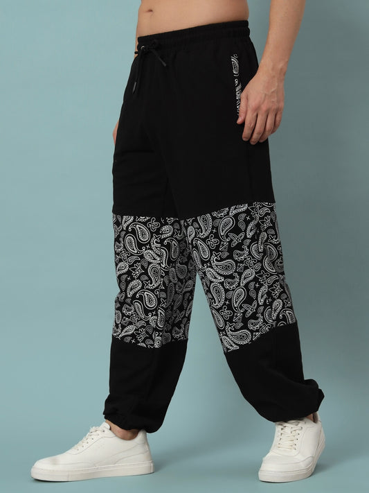 mosaic baggy joggers black