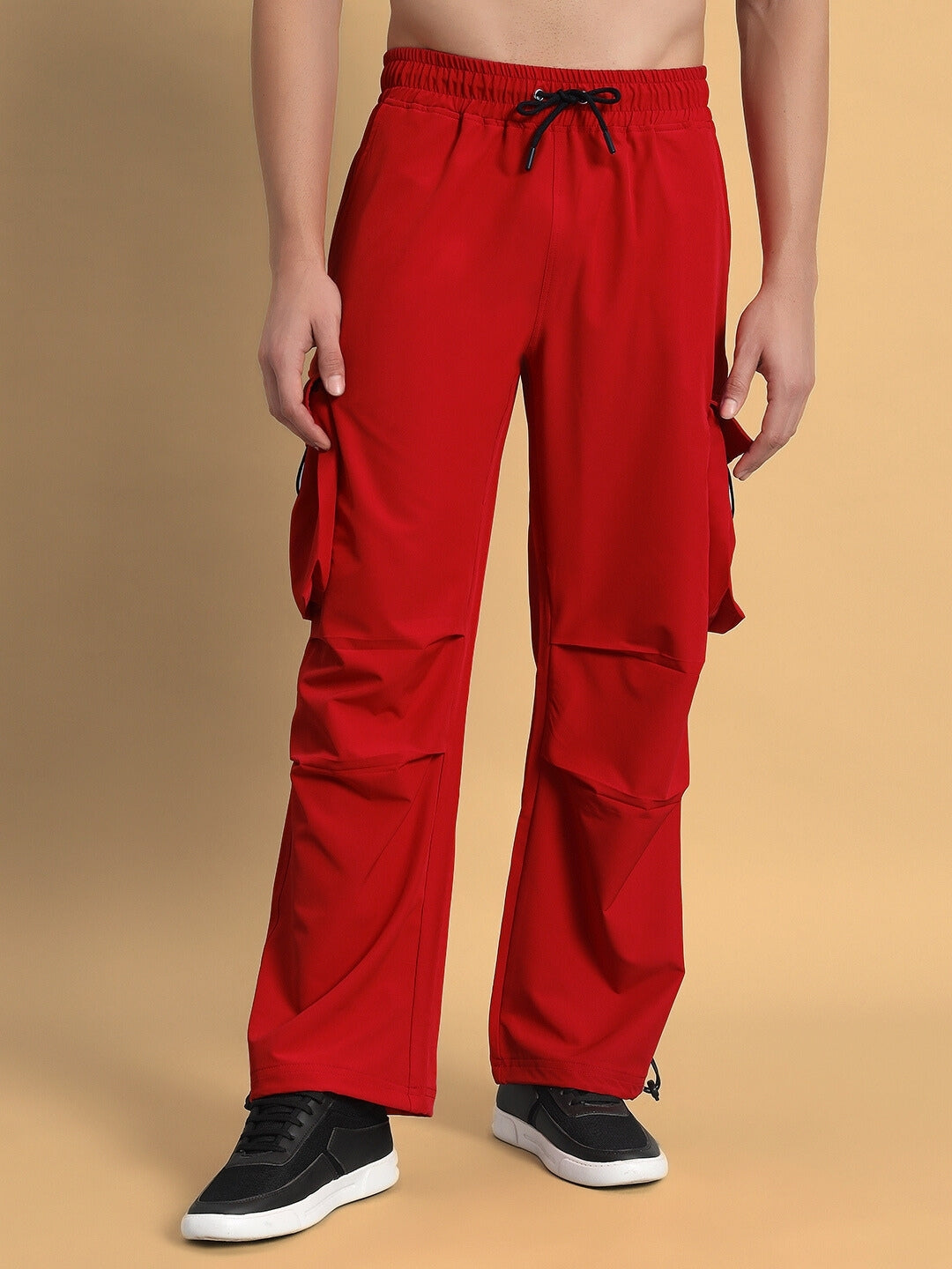 Mabel Relaxed Fit Cargo Pants (Red)