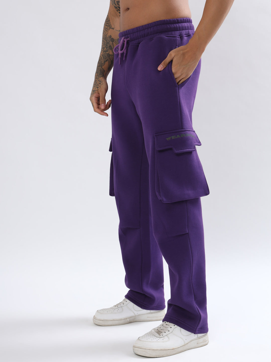 5 Pocket Fleece Solid Cargo Pant (Purple) - Wearduds