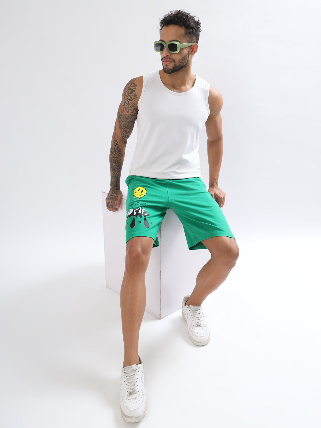 Keep Simple Some Regular Fit Shorts (Green) - Wearduds