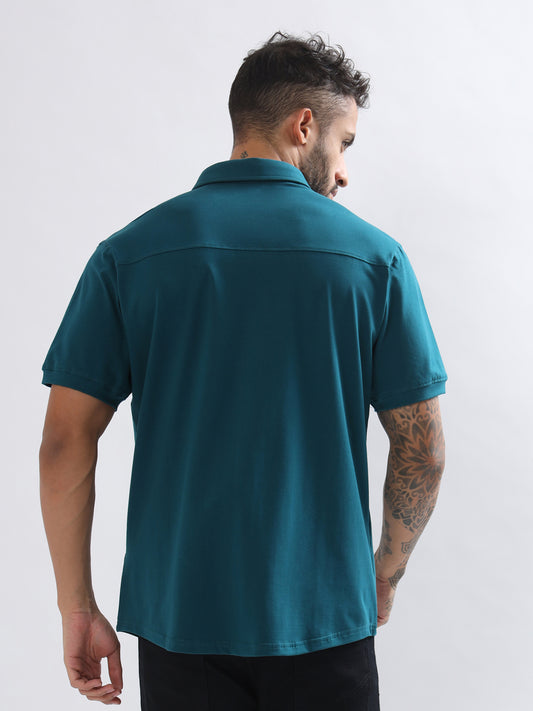 noir teal blue shirt