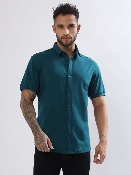 noir teal blue shirt