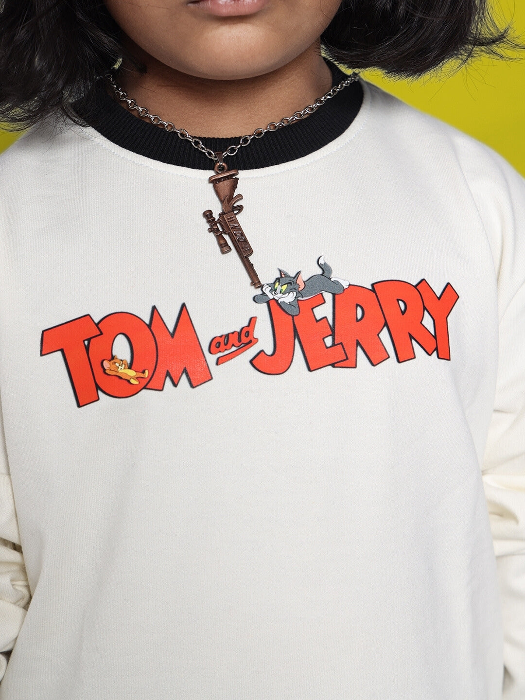 Tom & Jerry Oversized Co-Ord Set Boys & Girls (Off White-Black)