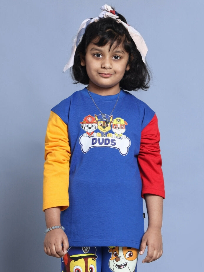 Paw Patrol Over-Sized Sweatshirt For Boys & Girls (Blue-Multi)