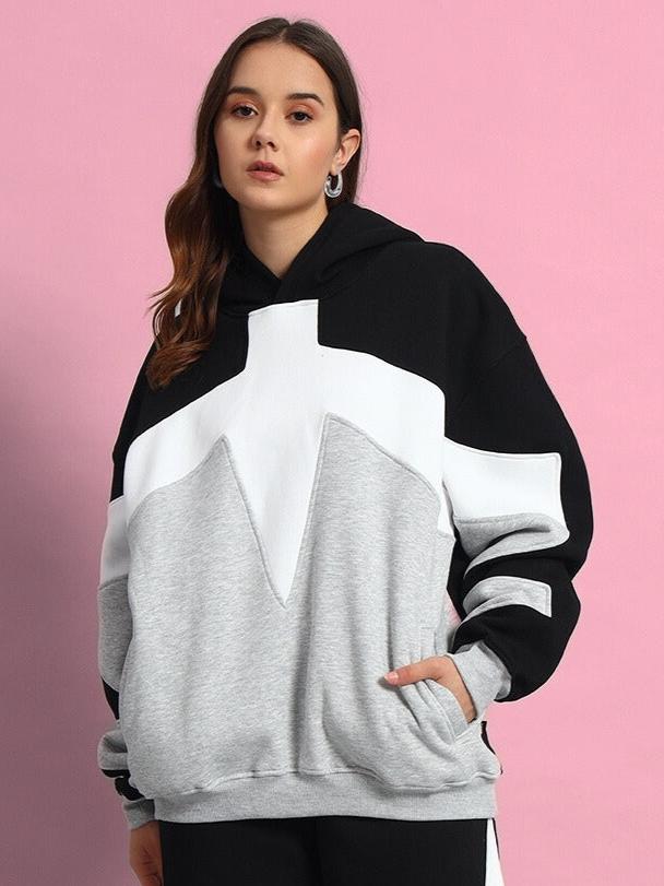 Women's WD Sword Colorblock Hoodie (Black-Grey)