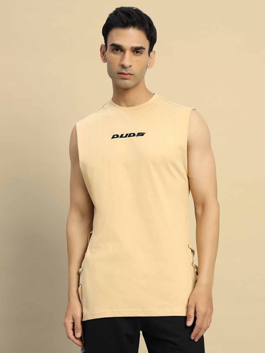 Vertex Relaxed Fit Sleeveless T-Shirt (Beige)