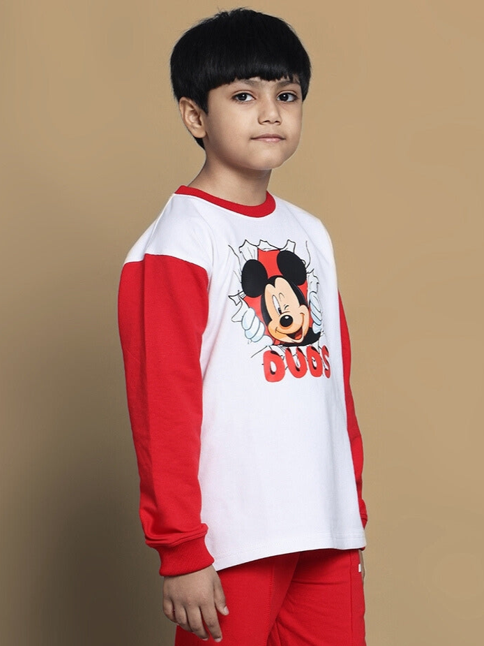 MORTIMER OVERSIZED SWEATSHIRT FOR BOYS & GIRLS (WHITE-RED)