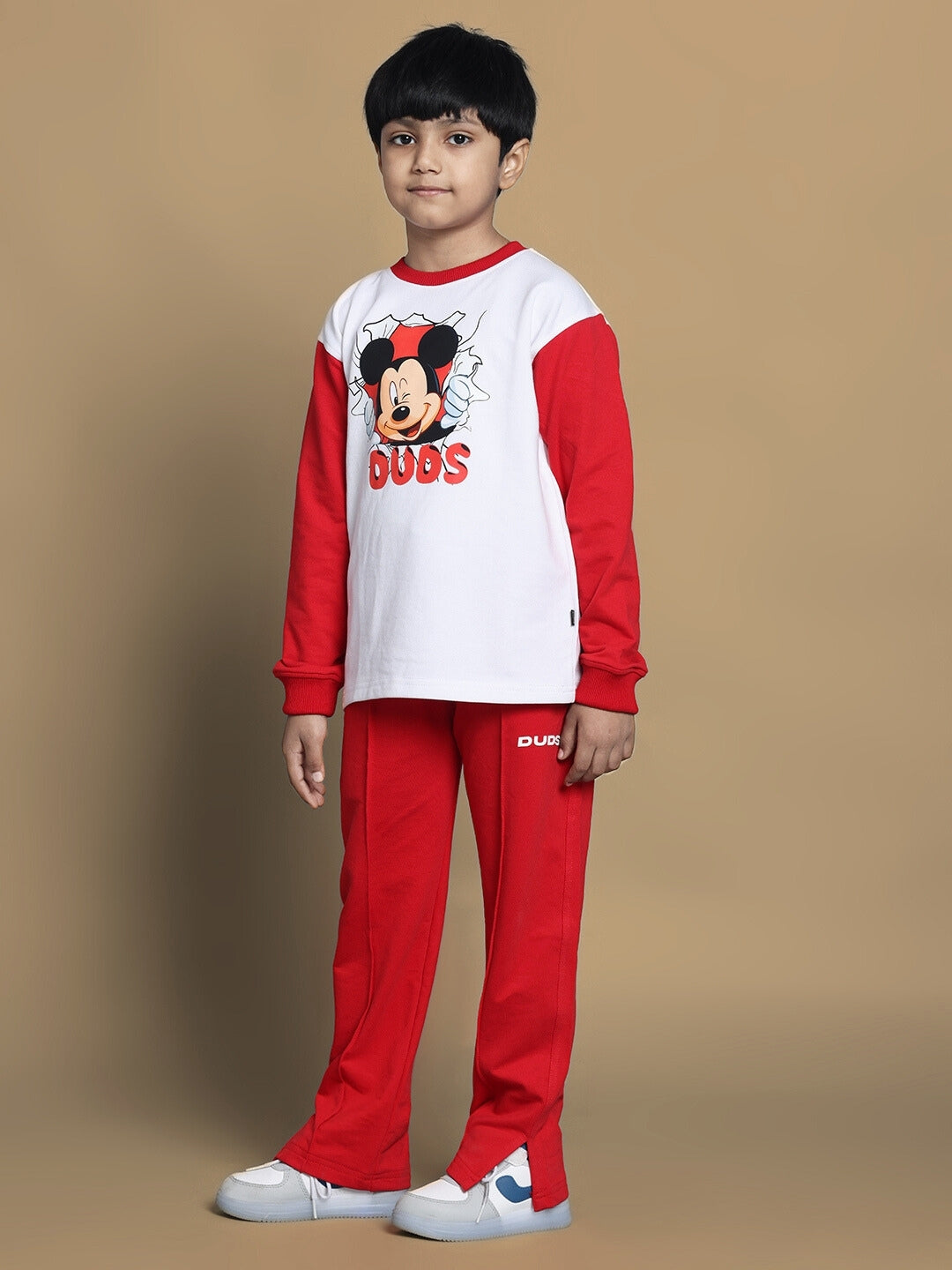 MORTIMER OVERSIZED SWEATSHIRT FOR BOYS & GIRLS (WHITE-RED)