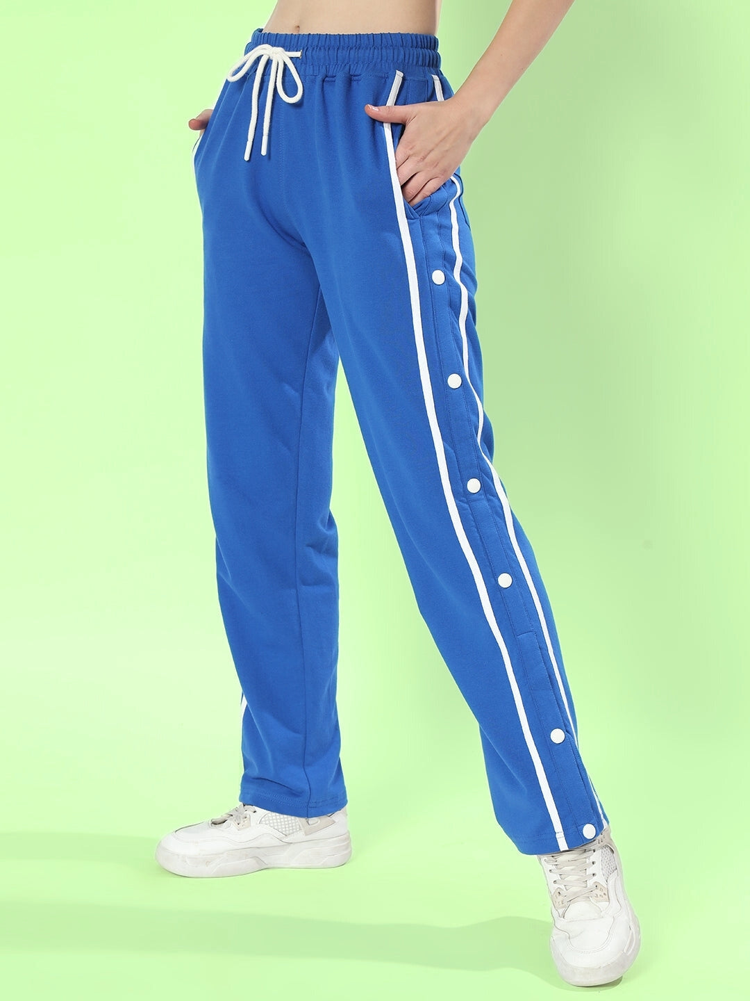 WOMEN'S CONTRAST PANEL JOGGERS (BLUE)