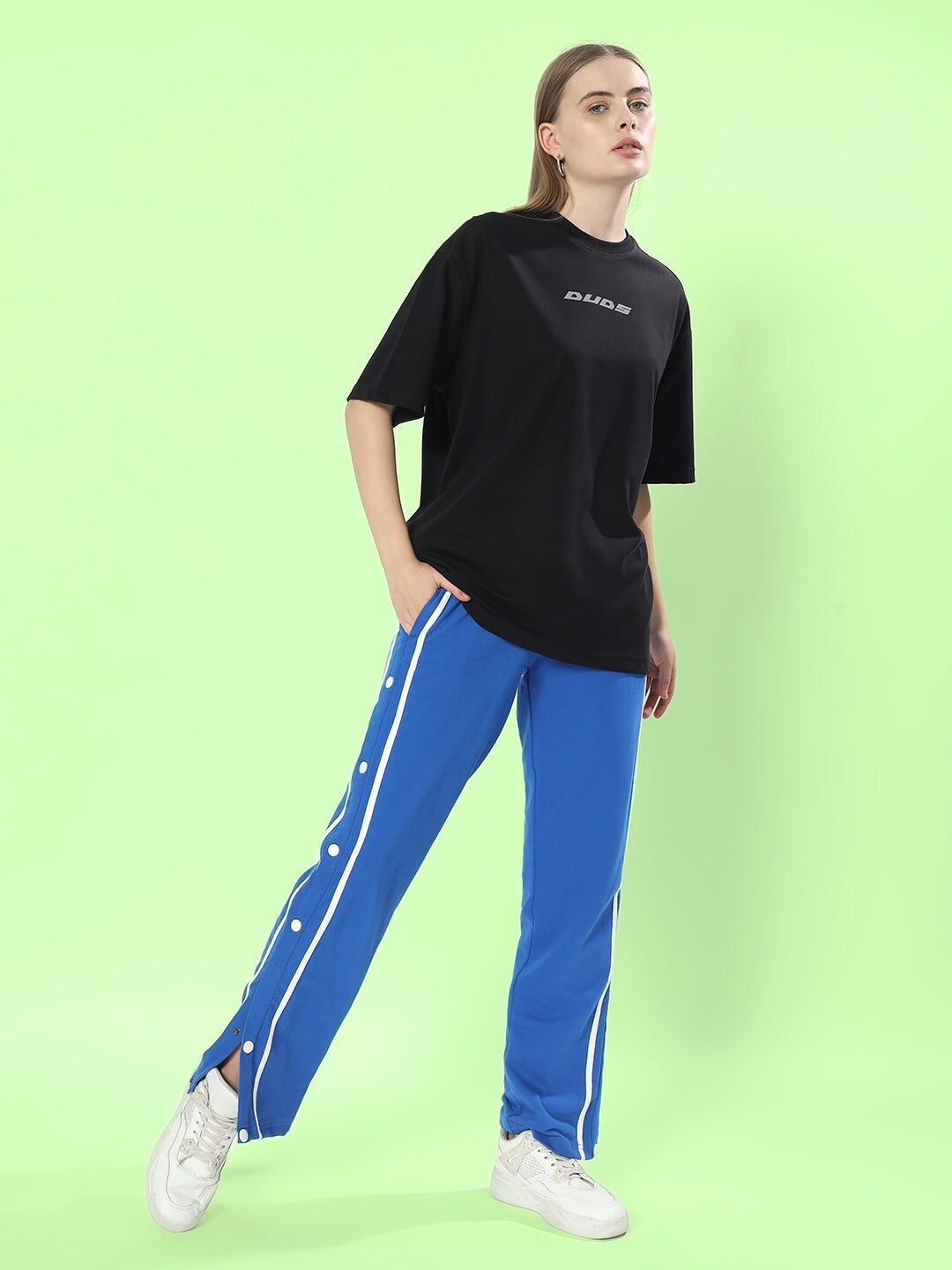 WOMEN'S CONTRAST PANEL JOGGERS (BLUE)