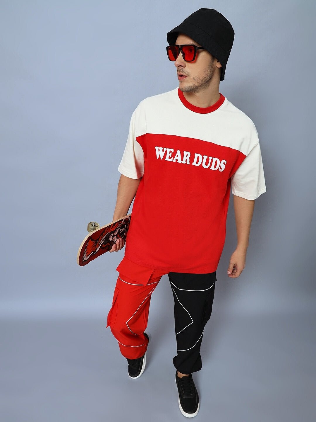 Harlem Oversized T-Shirt (Off White-Red)