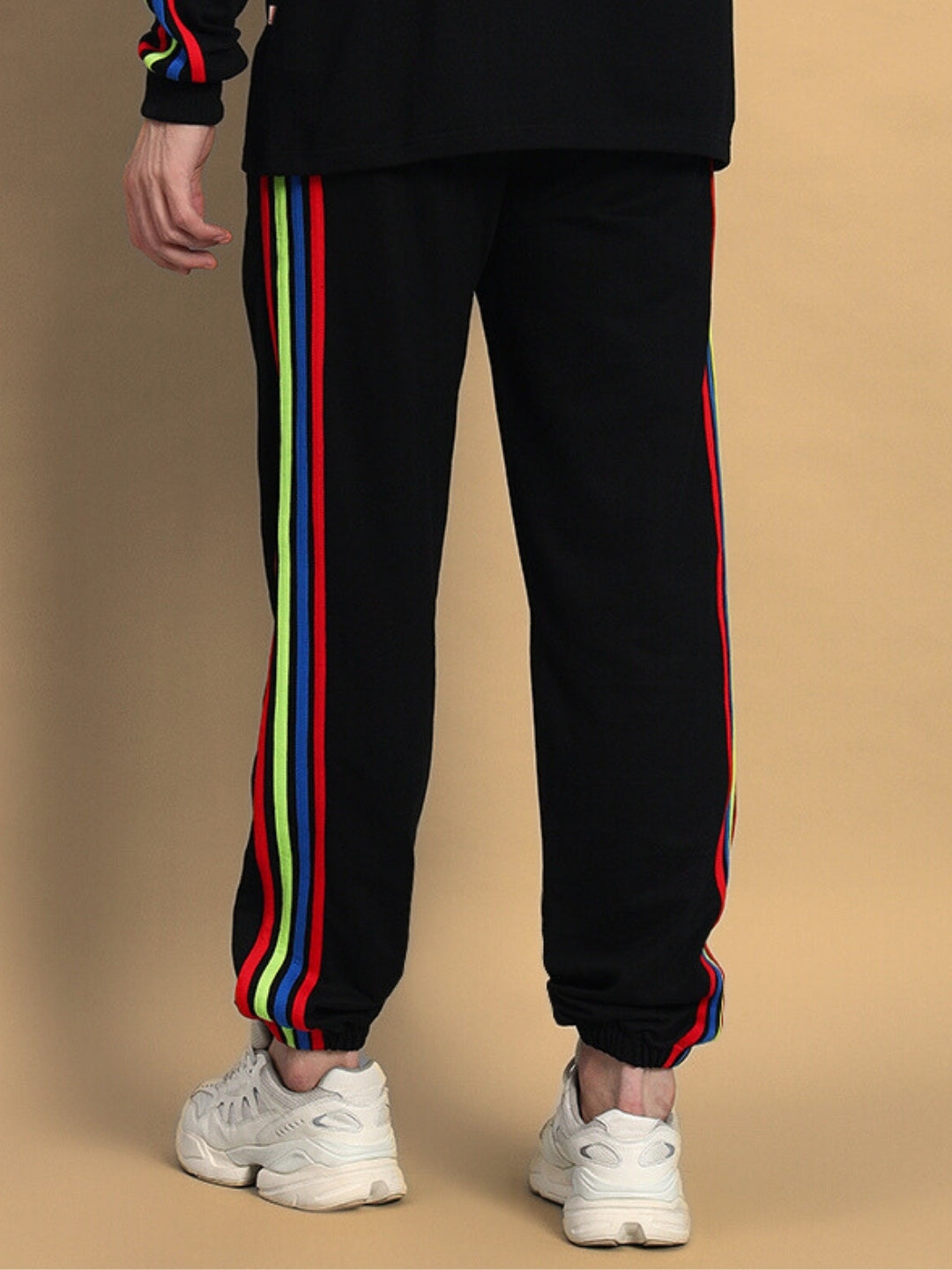 DUDS RAINBOW COLORFUL STRIPE JOGGERS (BLACK)