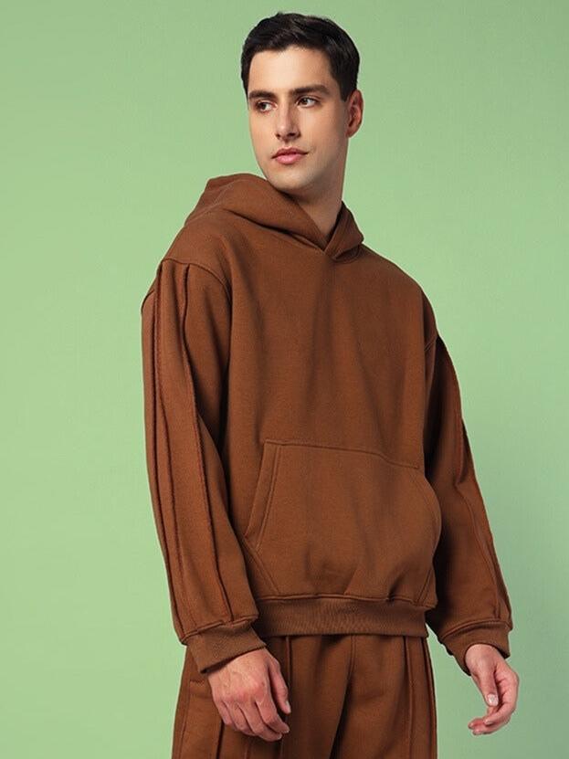 Urban Solid Plated Hoodie (Brown)