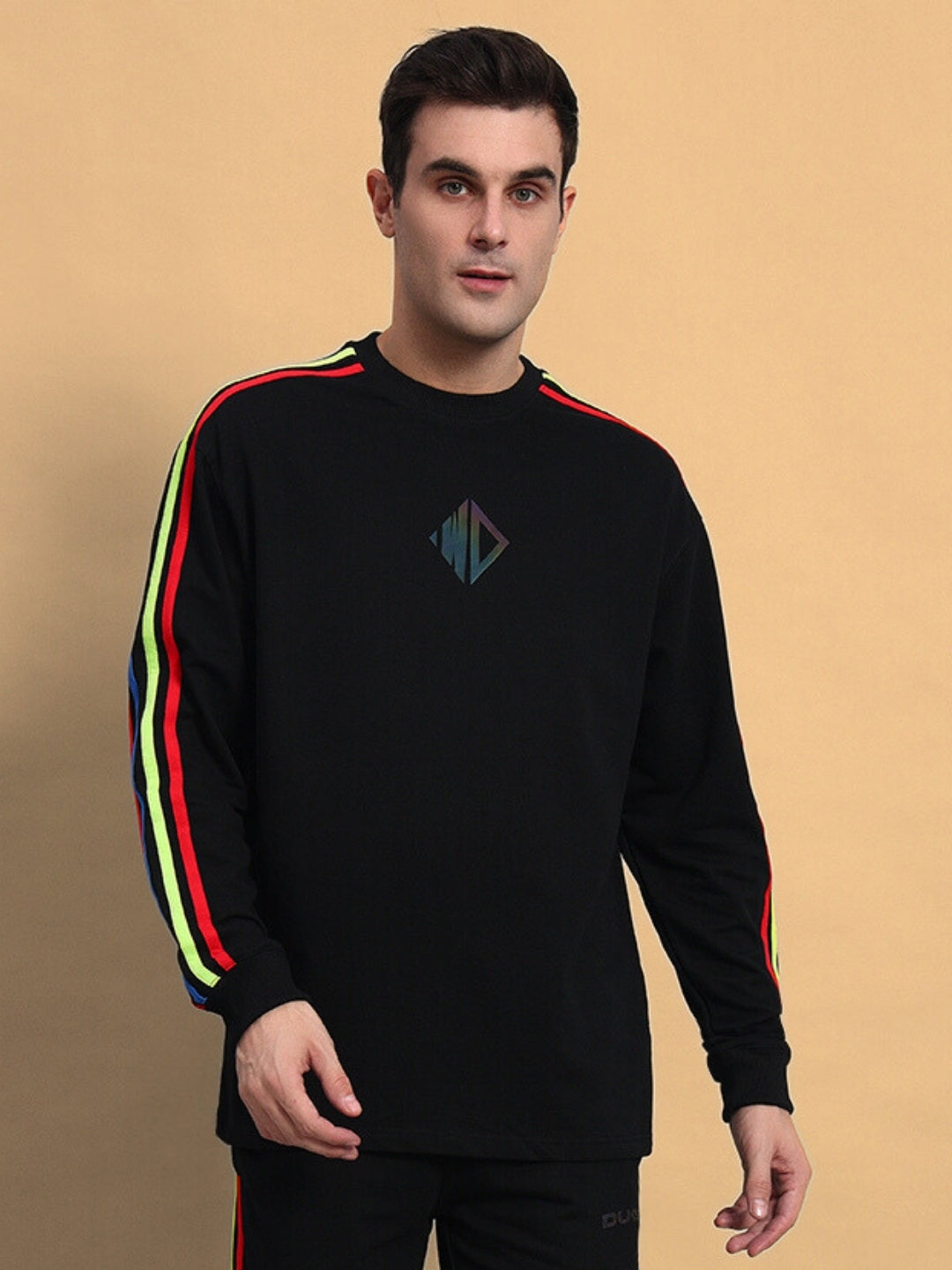 RAINBOW COLORBLOCK SWEATSHIRT (BLACK)