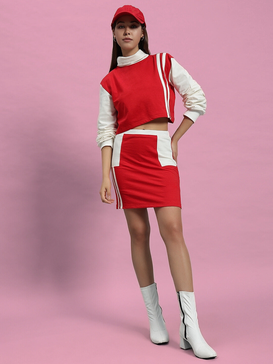 Freya Co-Ord Set (Off White-Red)