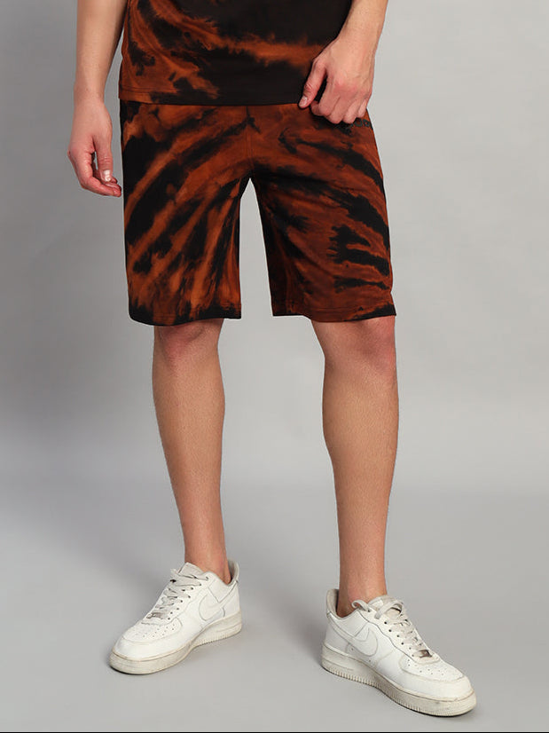 HUSTLER REGULAR FIT TIE-DYE SHORTS (BLACK)