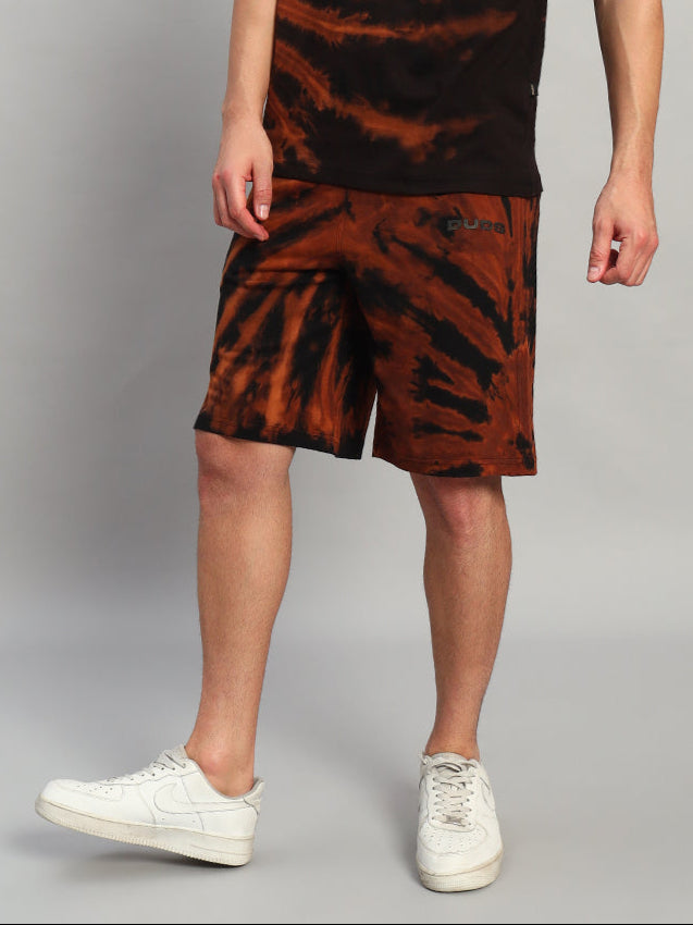 HUSTLER REGULAR FIT TIE-DYE SHORTS (BLACK)