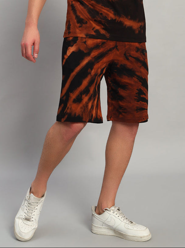 HUSTLER REGULAR FIT TIE-DYE SHORTS (BLACK)