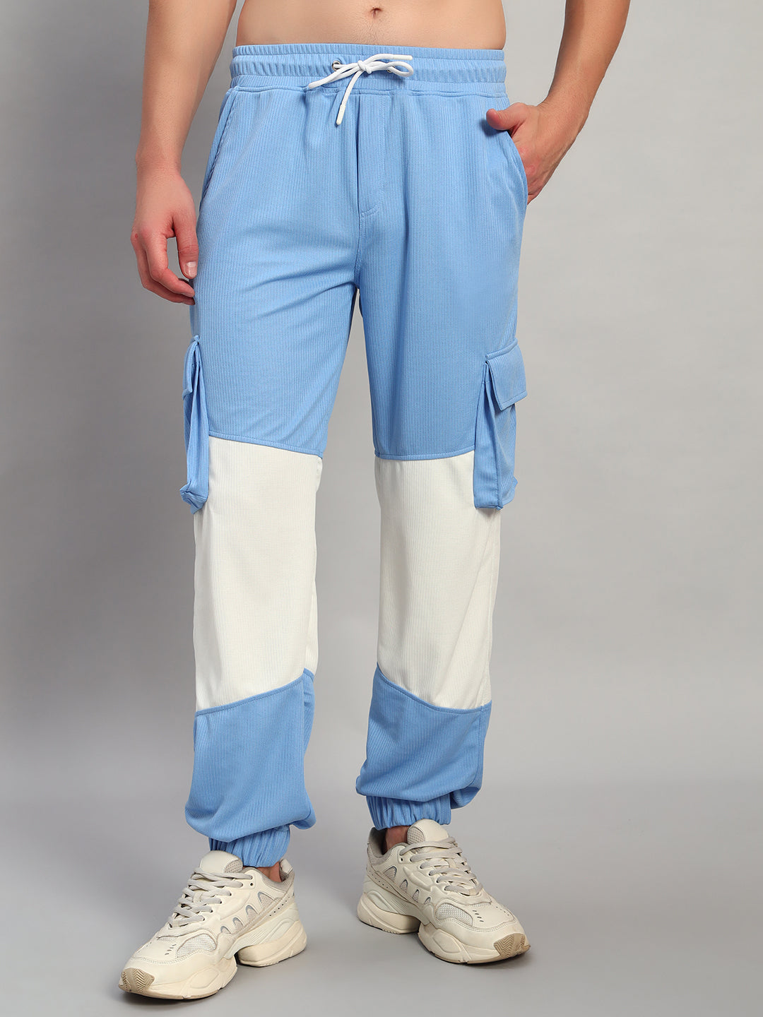 RADIANT RELAXED FIT JOGGERS (WHITE-SKY BLUE)