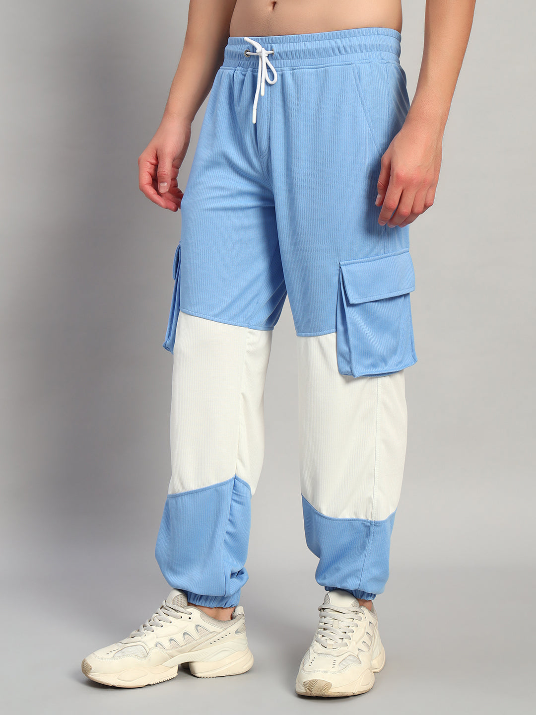 RADIANT RELAXED FIT JOGGERS (WHITE-SKY BLUE)