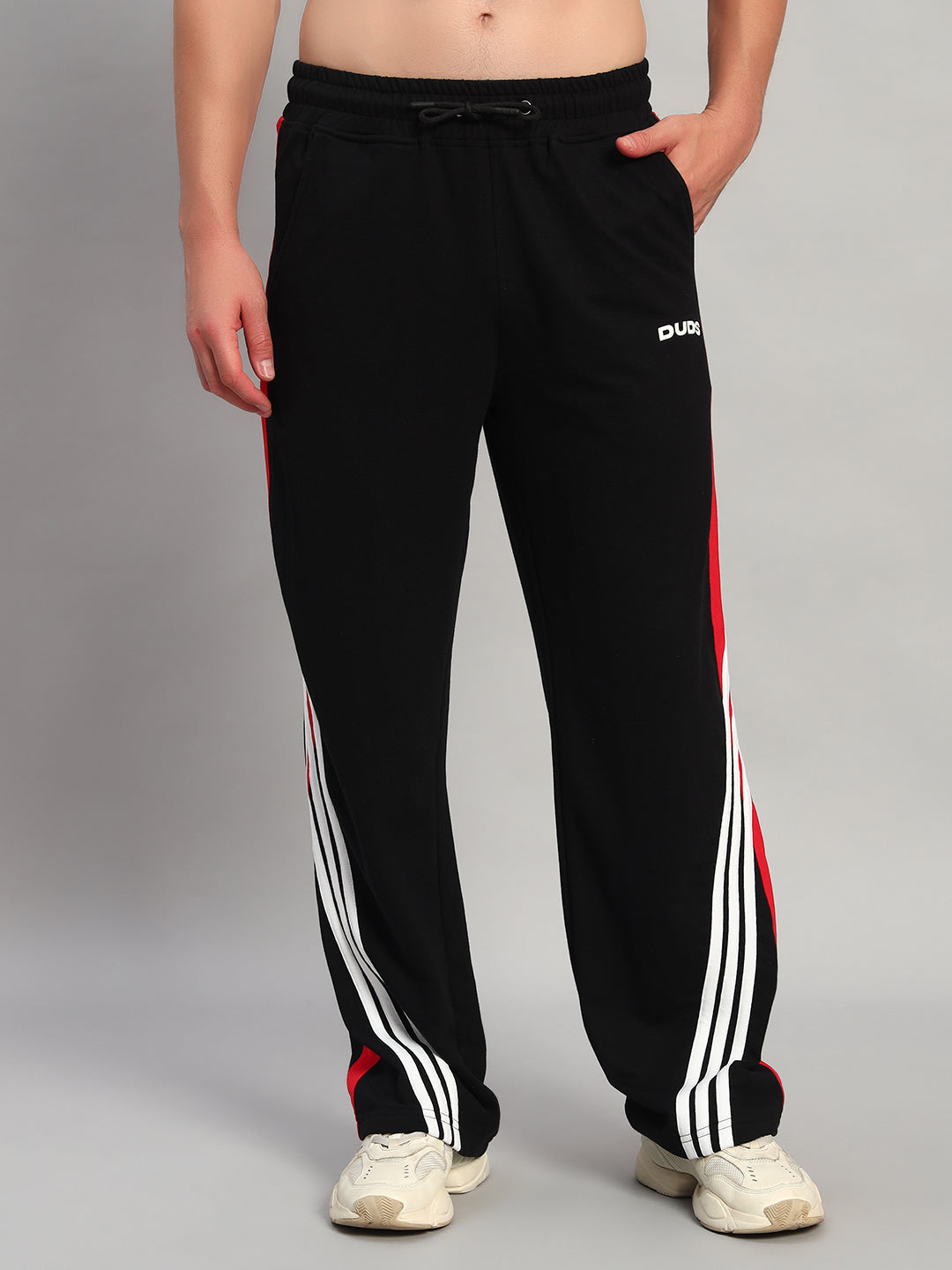 TANGLE RELAXED-FIT JOGGERS (BLACK-RED)