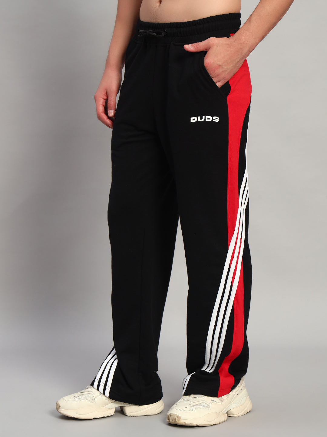 TANGLE RELAXED-FIT JOGGERS (BLACK-RED)