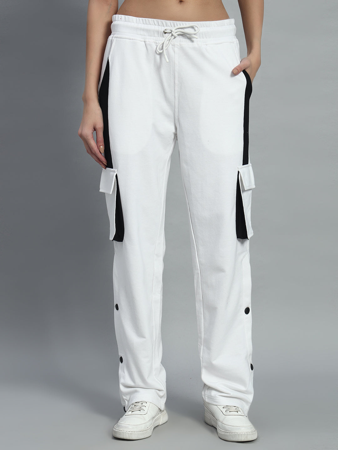 Women's Bracket Cargo Pant White & Black Highlighter