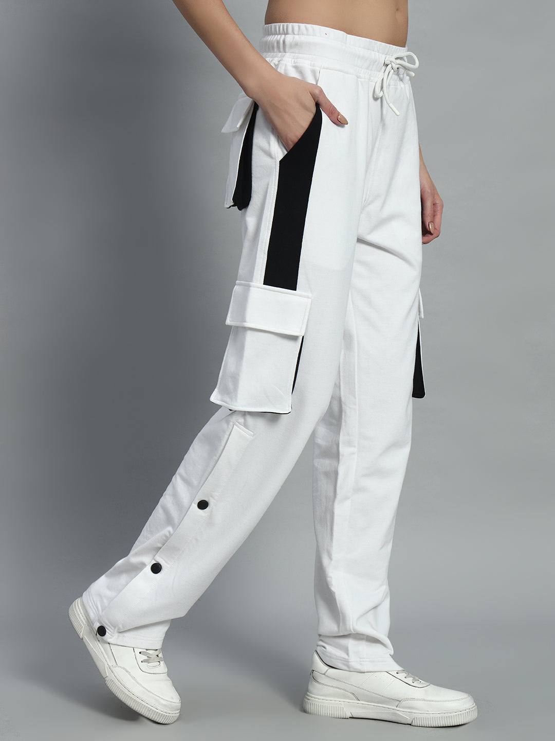 Women's Bracket Cargo Pant White & Black Highlighter