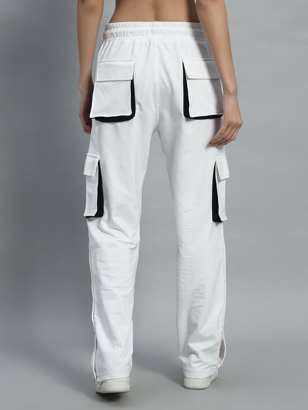 Women's Bracket Cargo Pant White & Black Highlighter