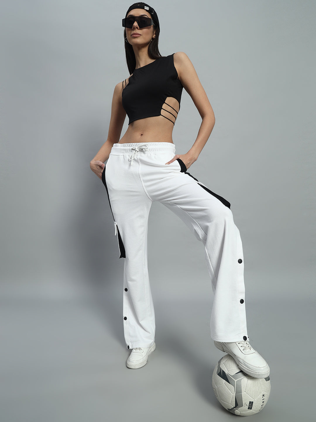 Women's Bracket Cargo Pant White & Black Highlighter