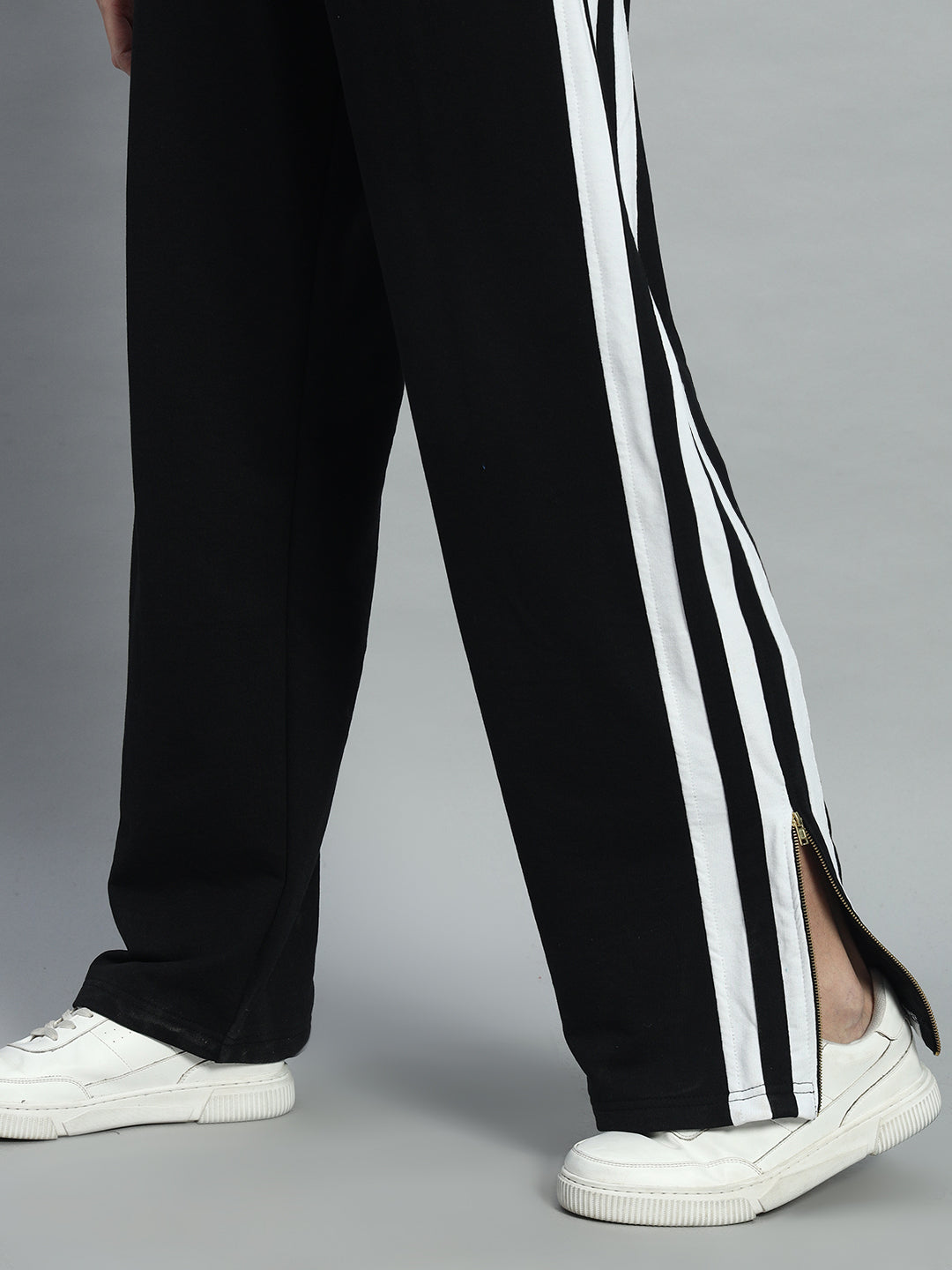 WOMEN'S AVALON SLIT ZIPPER JOGGERS (BLACK-WHITE)