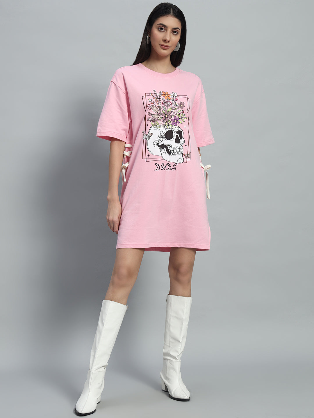 WOMEN'S SUGAR SKULL DRESS (BABY PINK)