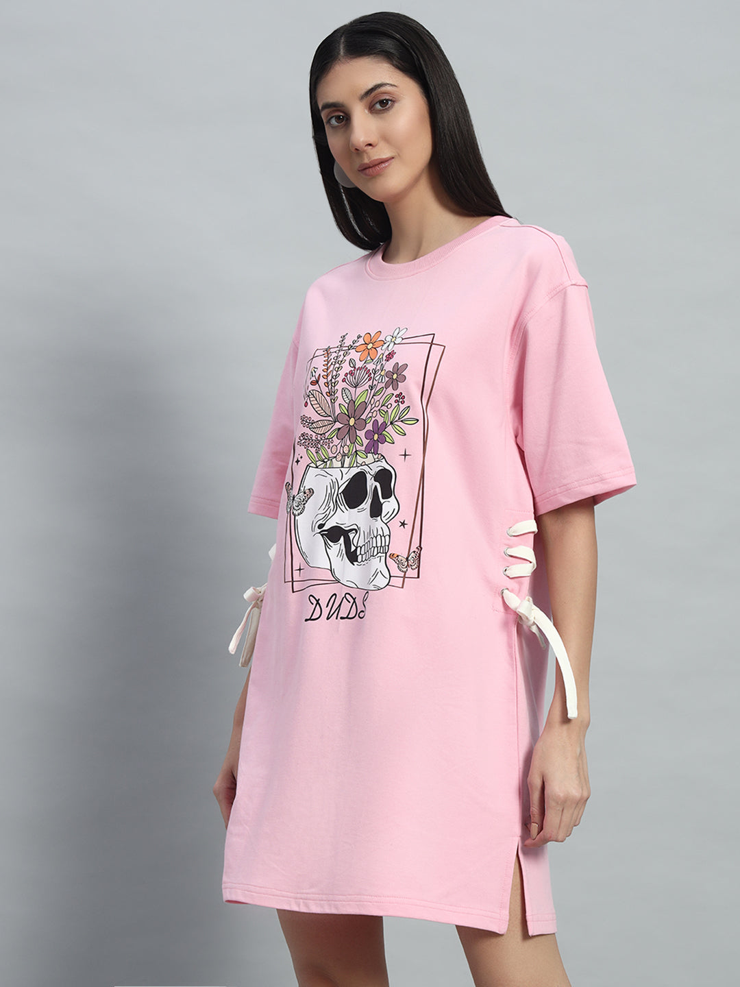 WOMEN'S SUGAR SKULL DRESS (BABY PINK)