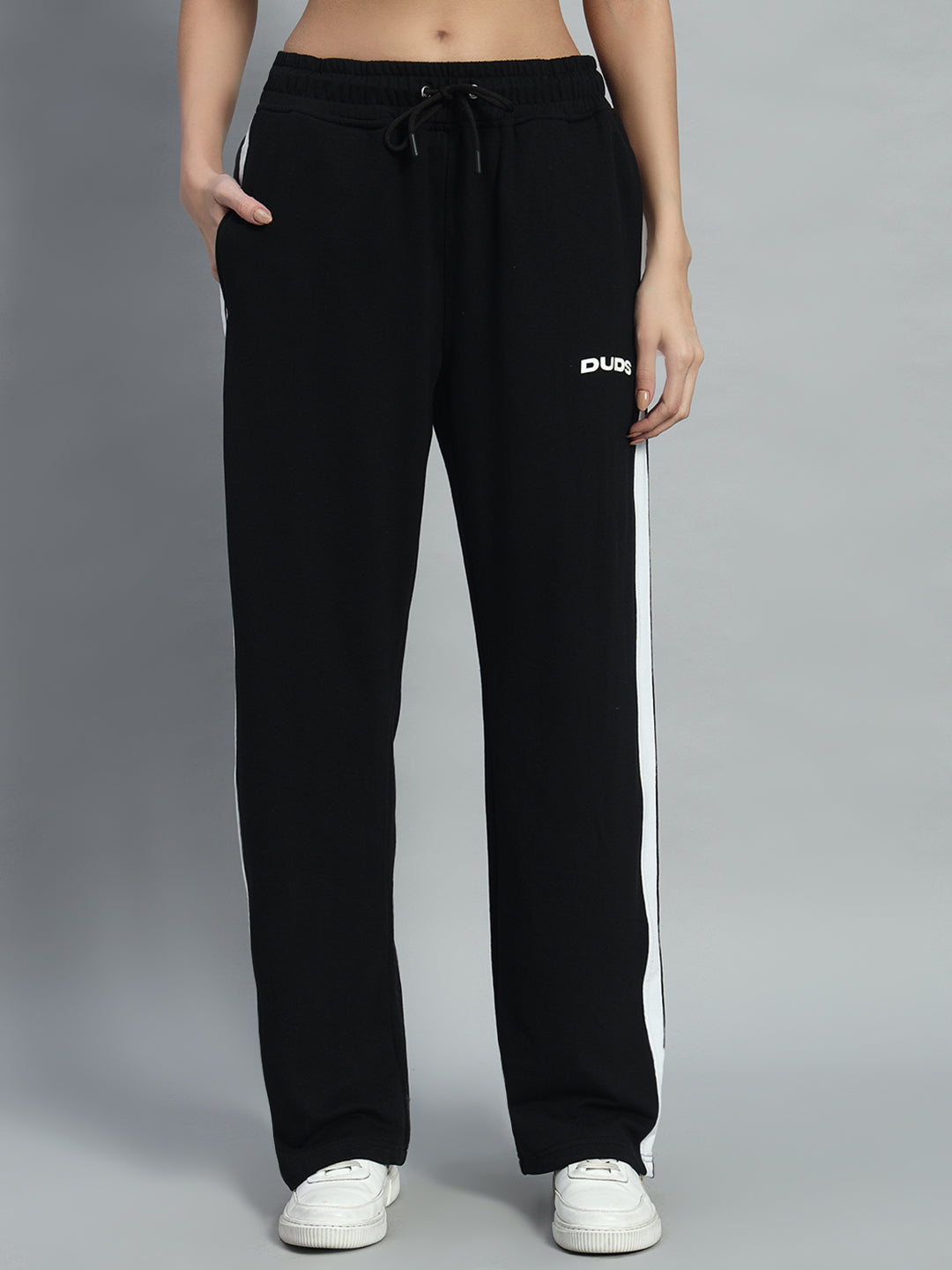 WOMEN'S AVALON SLIT ZIPPER JOGGERS (BLACK-WHITE)