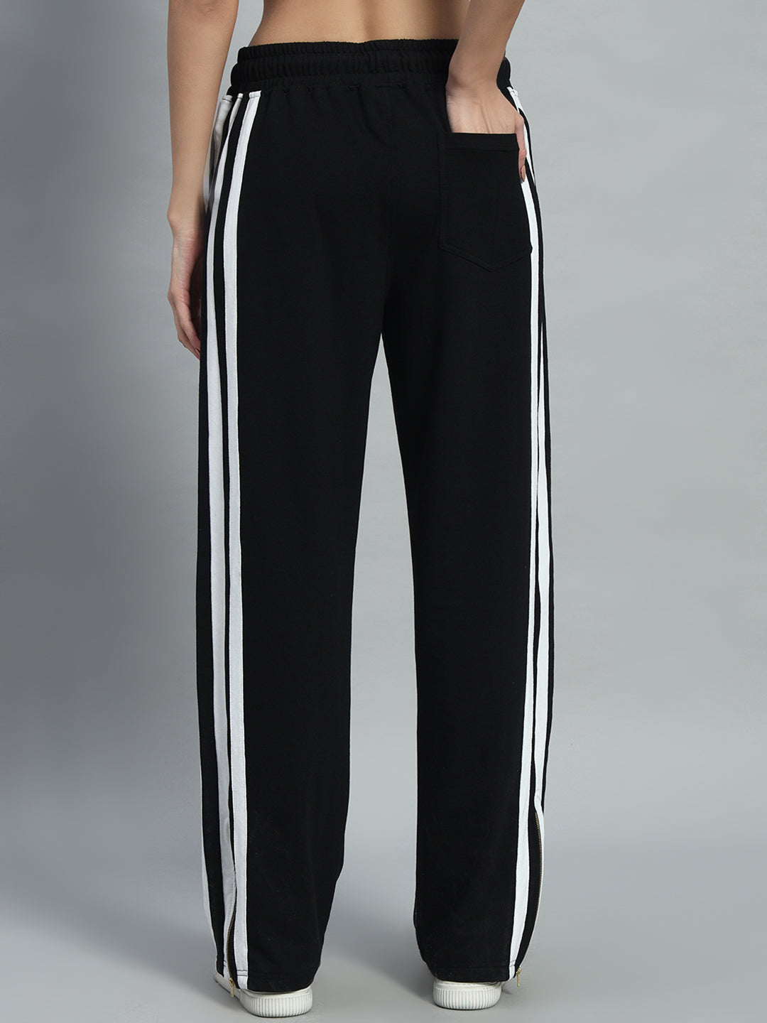 WOMEN'S AVALON SLIT ZIPPER JOGGERS (BLACK-WHITE)