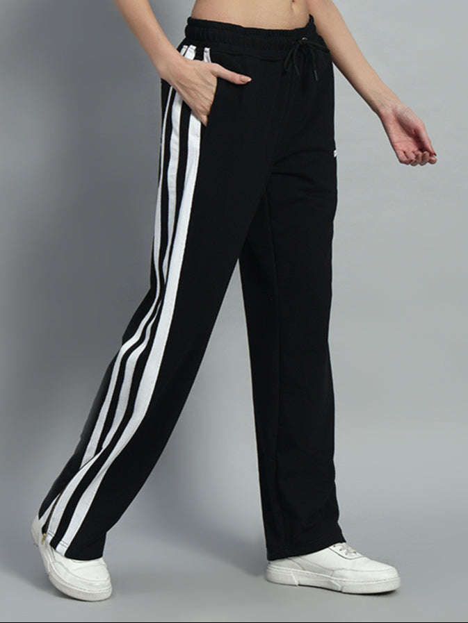 WOMEN'S AVALON SLIT ZIPPER JOGGERS (BLACK-WHITE)