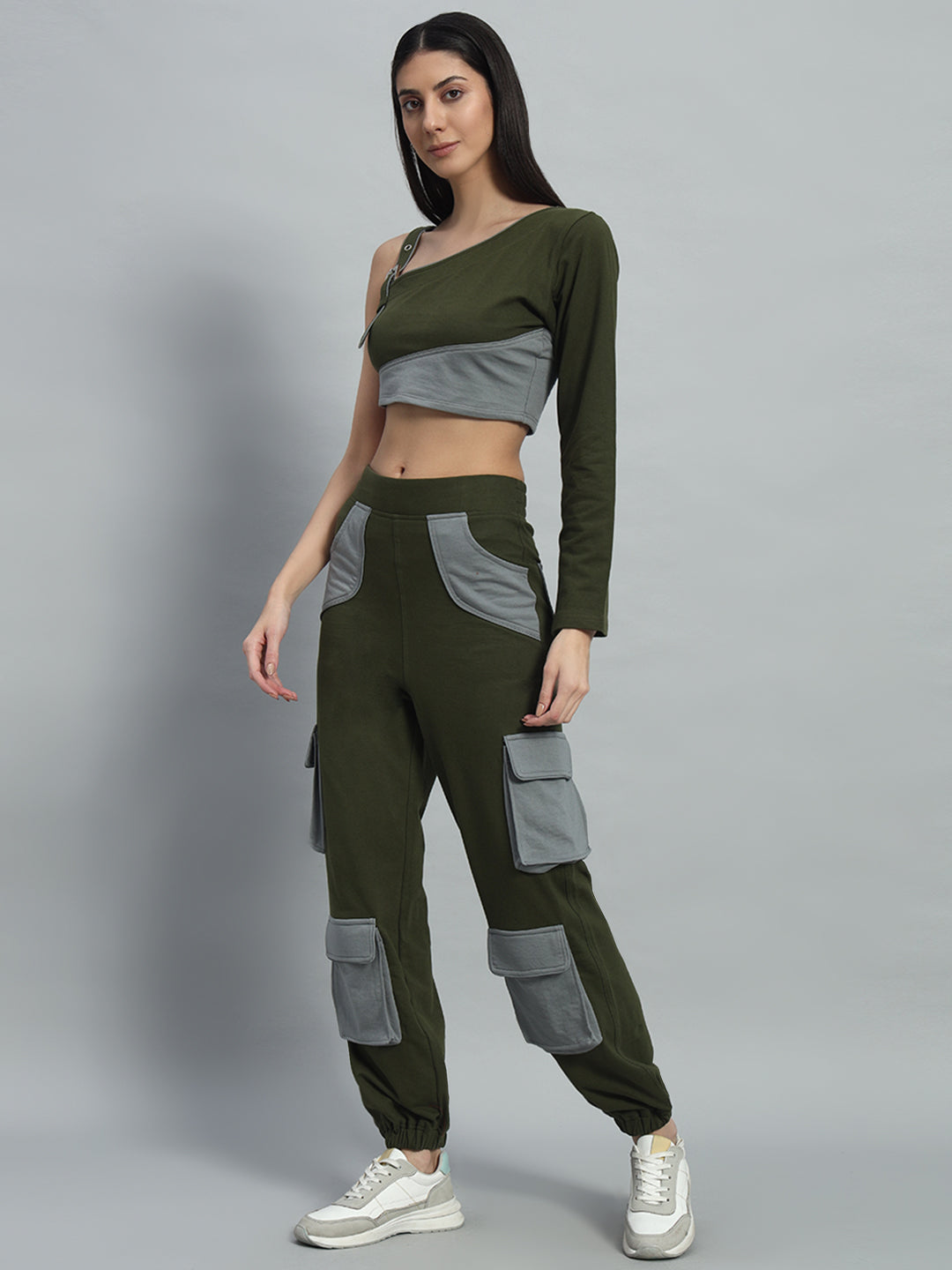 WOMEN'S DANIEL CO-ORD SET (OLIVE-GREY)