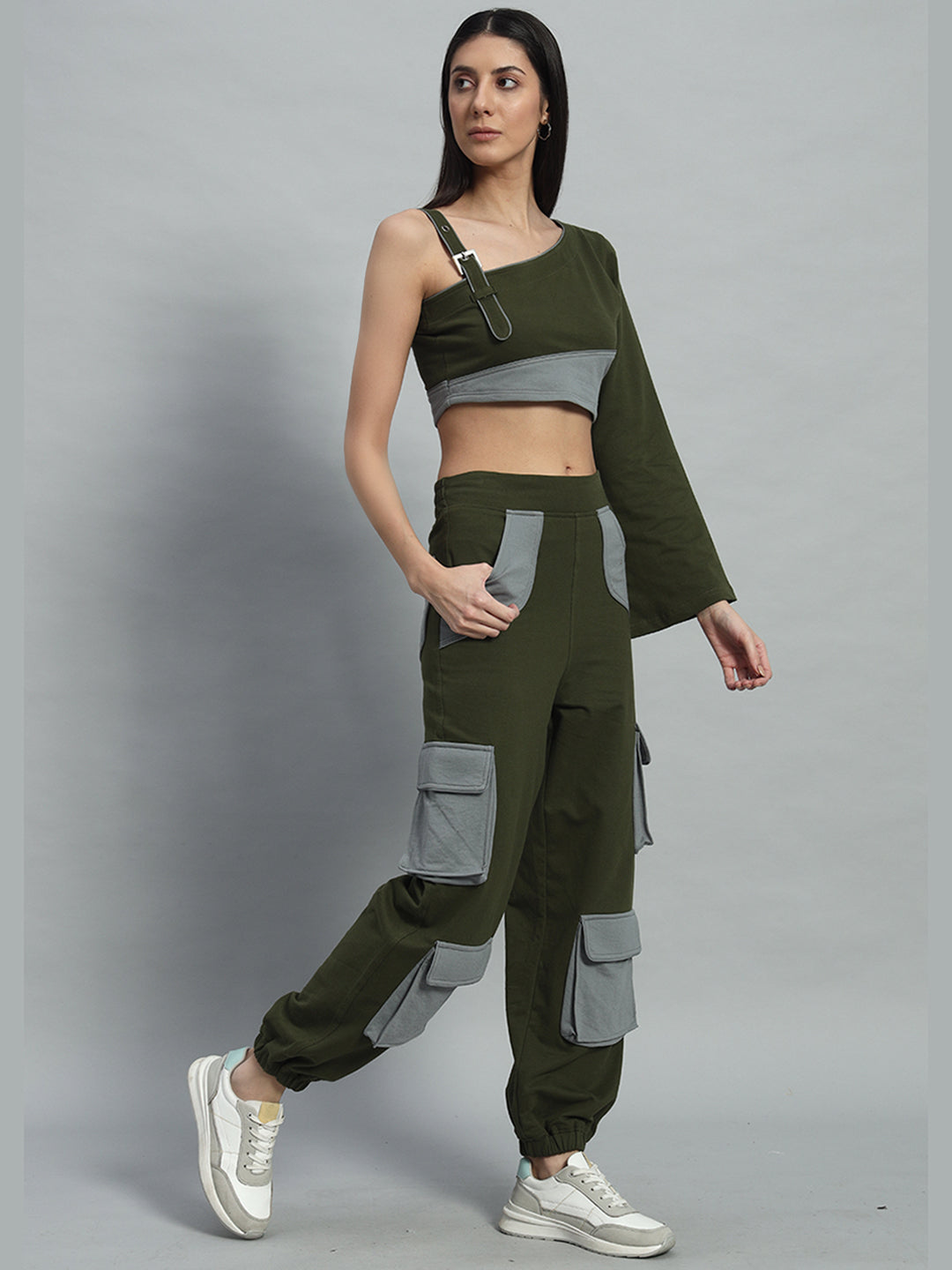 WOMEN'S DANIEL CO-ORD SET (OLIVE-GREY)