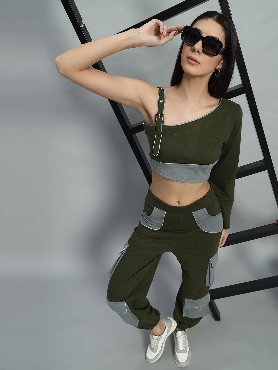 WOMEN'S DANIEL CO-ORD SET (OLIVE-GREY)