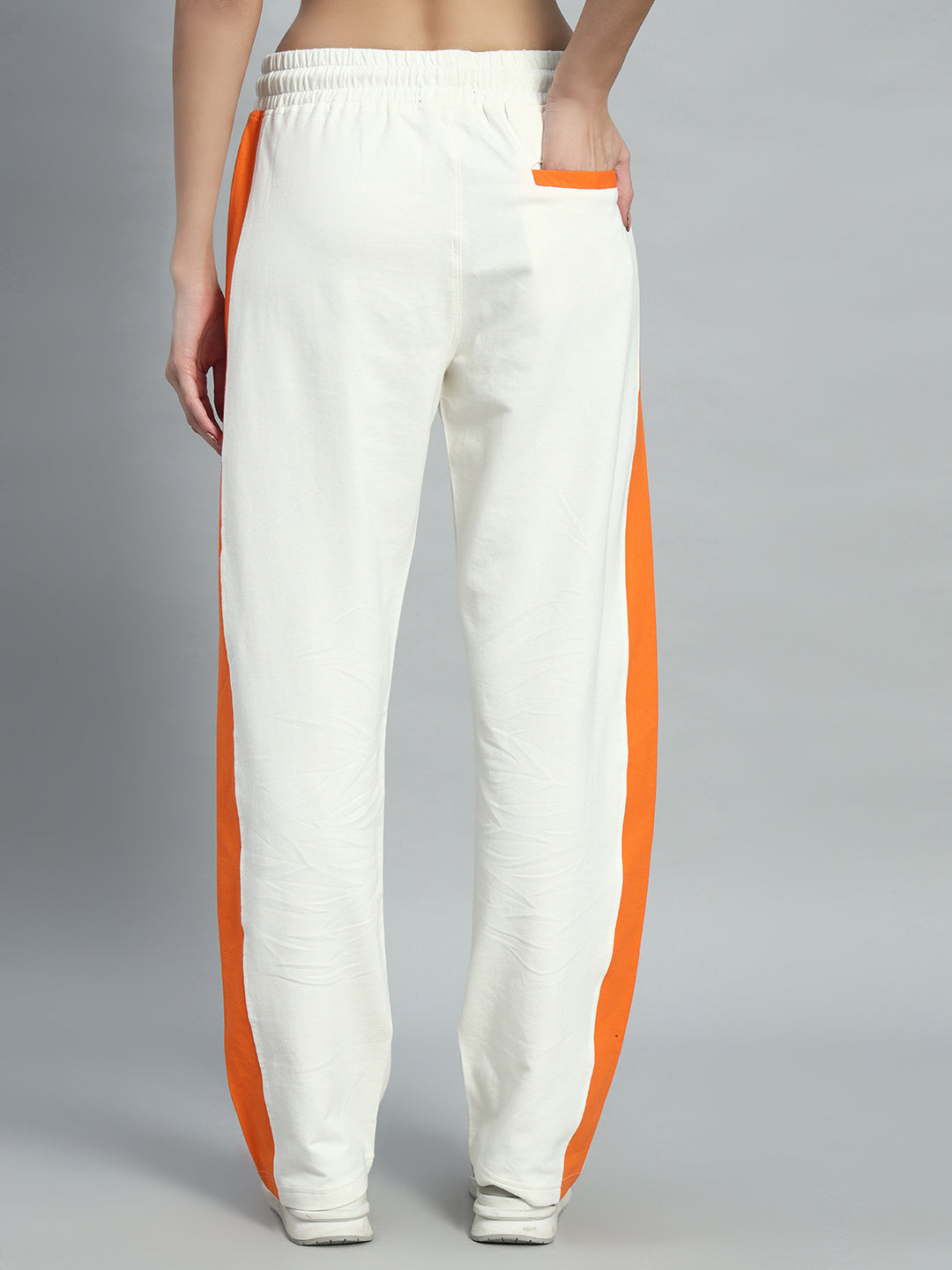 WOMEN BREEZER SIDE CONTRAST JOGGERS (OFF-WHITE ORANGE)