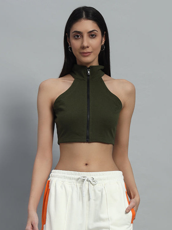 Aura Crop-Top (Olive Green)