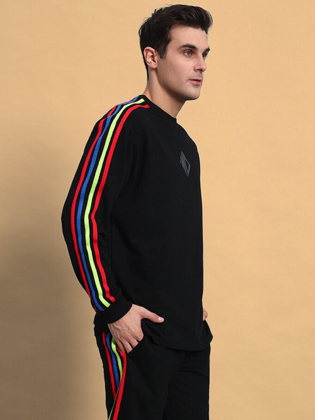 RAINBOW COLORBLOCK SWEATSHIRT (BLACK)