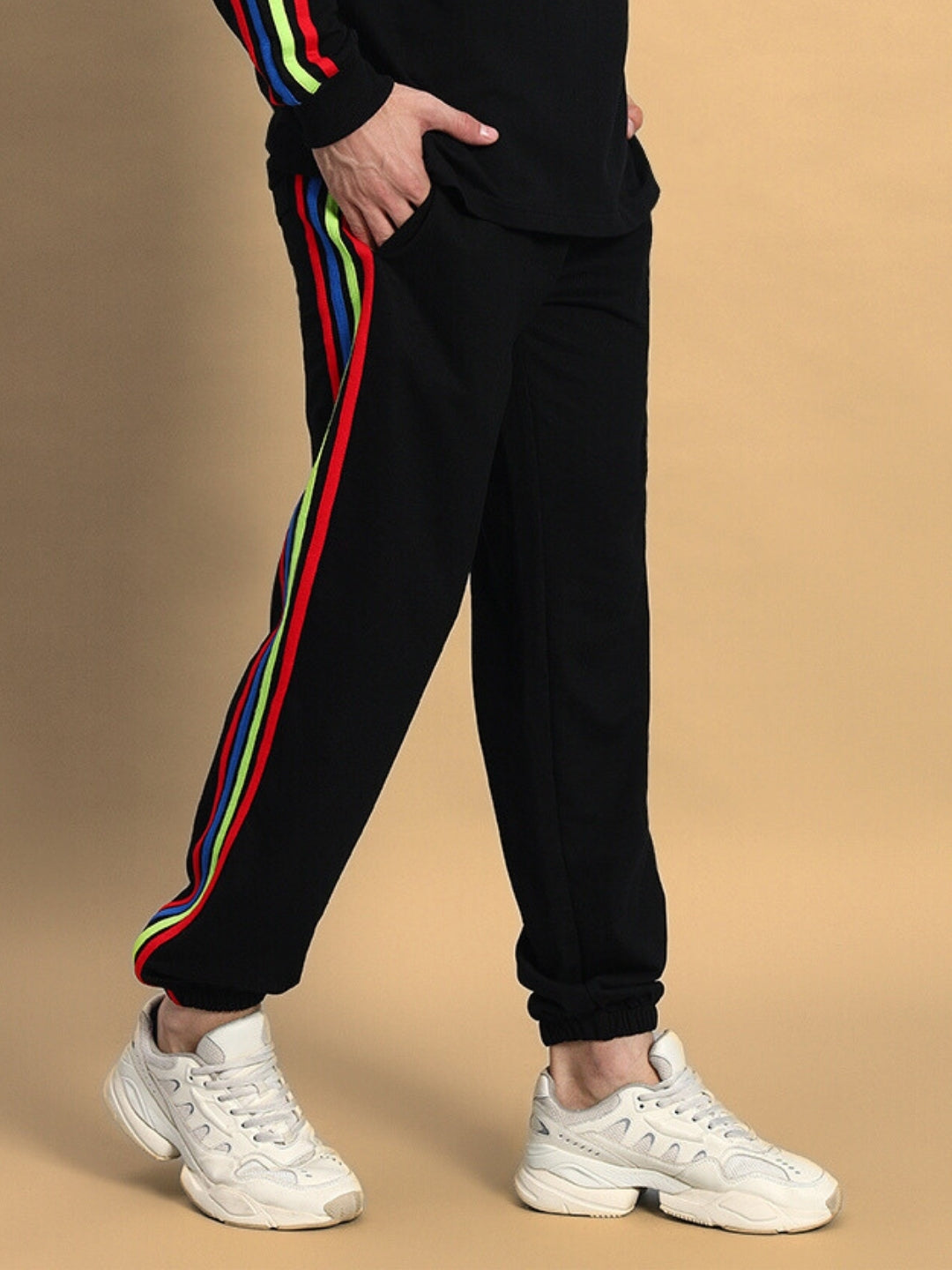 DUDS RAINBOW COLORFUL STRIPE JOGGERS (BLACK)