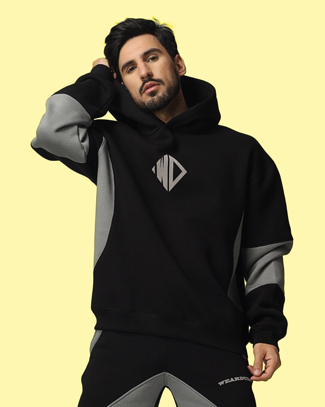 WD Gorbcore Colorblock Hoodie (Black-Grey)