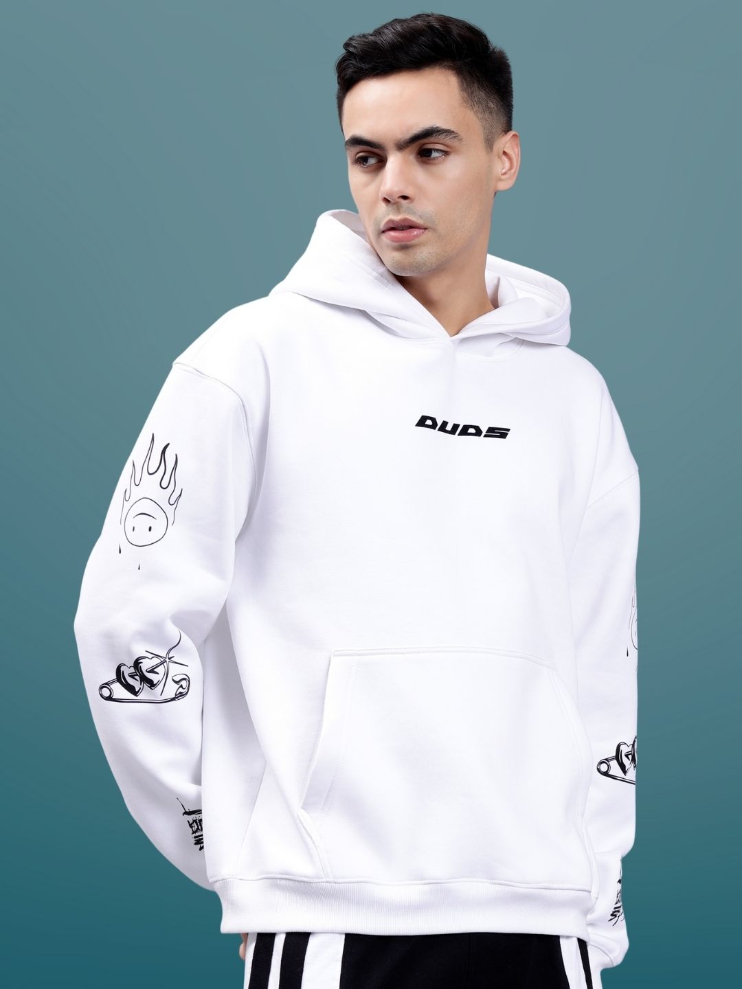 Feels Nothing Over-Sized Hoodies (White) - Wearduds