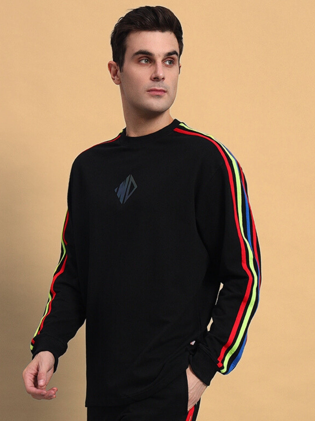 RAINBOW COLORBLOCK SWEATSHIRT (BLACK)