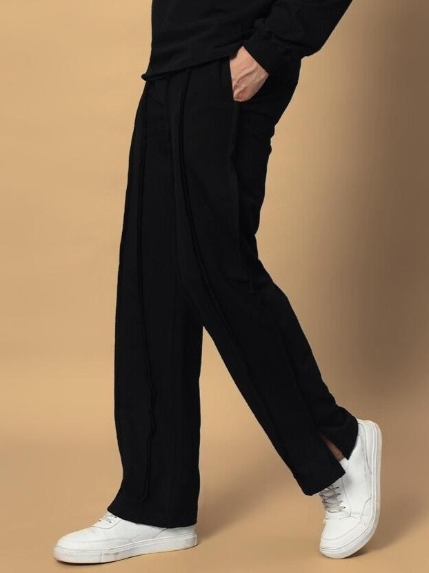 LAMINA SIDE SLIT JOGGERS (BLACK)